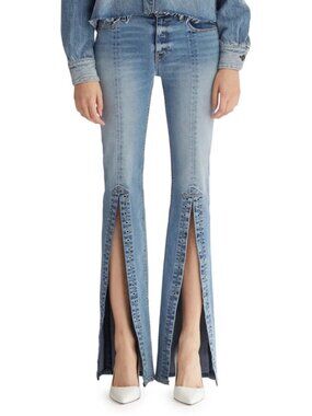 Hudson Y2K Women's Sz 24 Nico Mid-Rise Slit Cigarette Jeans Flared Legs